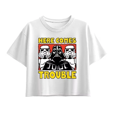 Белая футболка с квадратным рисунком Vader Here Comes Trouble с коротким рукавом