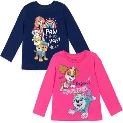 Paw Patrol Everest Rubble Marshall Girls, 2 комплекта футболок-пуловеров для девочек от маленького ребенка до большого ребенка