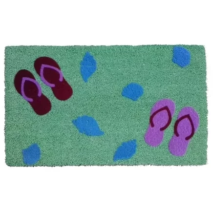 Кокосовый коврик HomeRoots 46×76 см для двери, зеленый