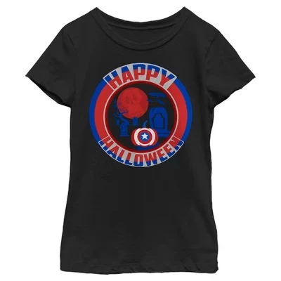 Женская футболка Captain America Pumpkin Happy Halloween для девочек, черная
