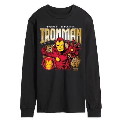 Мужская футболка с длинным рукавом Iron Man Tony Stark с рисунком Тони Старка, черная