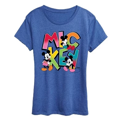 Женская футболка Disney Mickey Type, королевский синий меланж