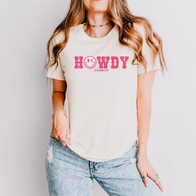Кремовая футболка с коротким рукавом S.W.Smiley Howdy Smiley Face