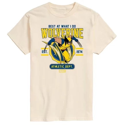 Мужская футболка с графическим принтом Wolverine Collegiate Scratch с коротким рукавом кремового цвета