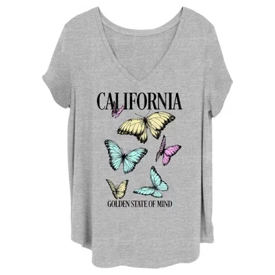 Женская футболка Lost Gods California Butterflies, серо-меланжевая
