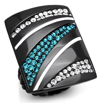 Женское кольцо SlickBlue Geometric, сталь, синий кристалл