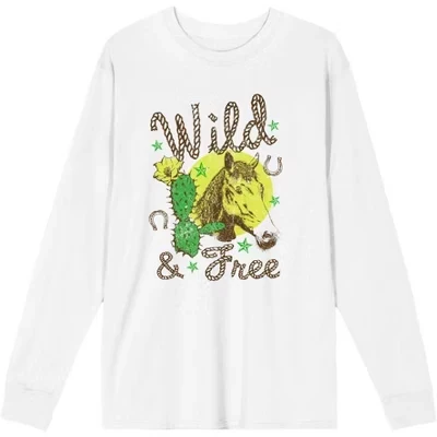 Футболка с круглым вырезом и длинным рукавом Wild and Free Western Icons для взрослых, белая