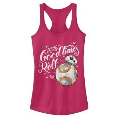 Женская майка для юниорок The Force Awakens Valentine BB-8 Good Times Roll Racerback розового цвета