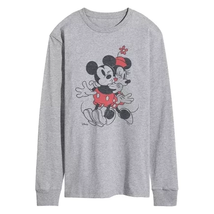 Мужской лонгслив Disney Mickey и Minnie Heart, серый