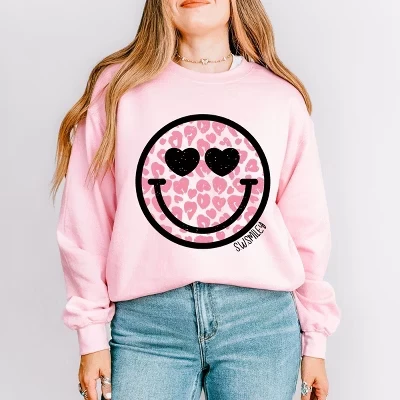 S.W.Smiley Leopard Heart Eyes Смайлик - женская толстовка с рисунком