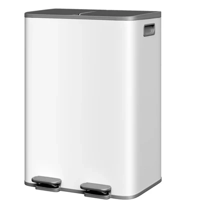 Двойное мусорное ведро Truair 2×30 л с педалью, серо-белое