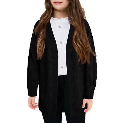 Детский кардиган Yesfashion открытый вязаный, черный