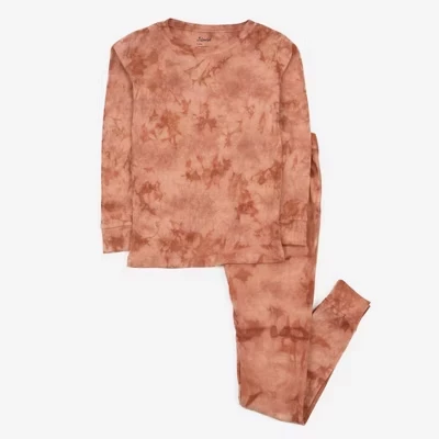 Детская пижама Leveret Kids из двух частей хлопка Tie Dye персиковая смесь tie dye
