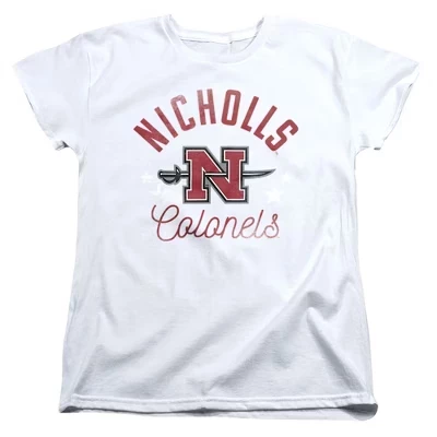 Женская футболка Nicholls State University Colonels белого цвета
