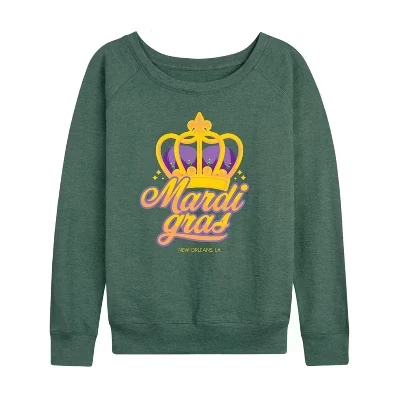 Женская легкая махровая рубашка Mardi Crown с широким вырезом и длинным рукавом с графическим рисунком heather juniper