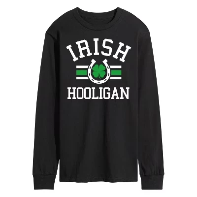 Мужская спортивная футболка Irish Hooligan с длинным рукавом и графическим рисунком, черная