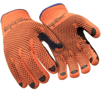 Перчатки RefrigiWear Midweight Dot Grip Gloves - Рабочие перчатки из утепленного трикотажа с ПВХ-накладкой, продаются дюжиной оранжевых