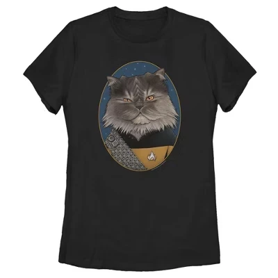 Women's : The Next Generation Lieutenant Commander Worf Cat T-Shirt black