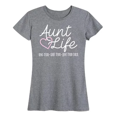 Женская футболка Instant Message Aunt Life, серый меланж