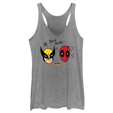 Женская майка Deadpool с принтом Best Bubs, серый меланж
