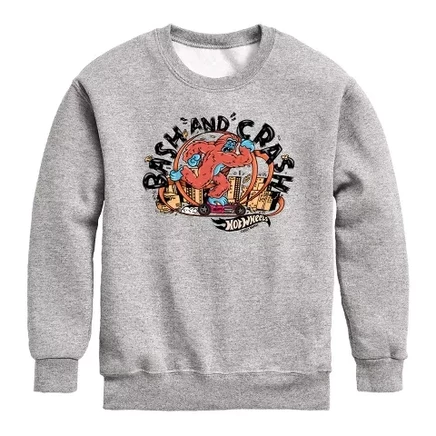 Флисовая толстовка с длинным рукавом Bash and Crash и графическим рисунком athletic heather
