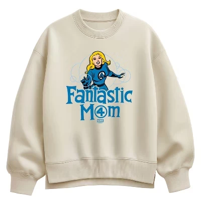 Женская толстовка Fantastic Mom Oversize из флиса Crew Cream кремового цвета