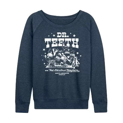 Женская - - Рок-группа Dr. Teeth & The Electric Mayhem Легкая махровая рубашка с широким вырезом и длинным рукавом с графическим рисунком heather indigo