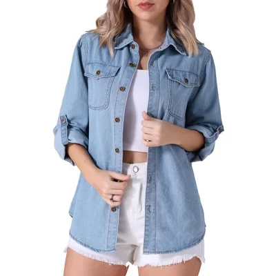 Женская джинсовая куртка Inspire Chic, голубая
