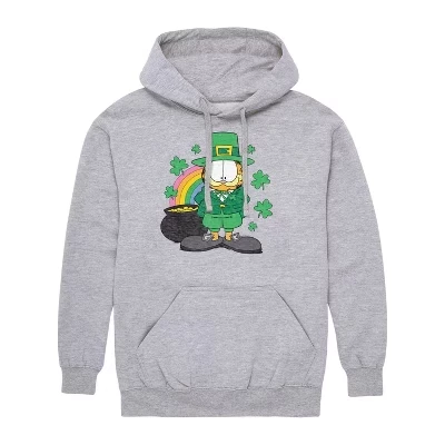 Мужское худи garfield rainbow shamrocks, серый меланж
