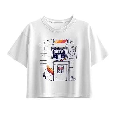 Arcade Scene Short Sleeve Boxy Graphic T-Shirt white
