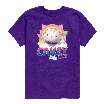 Футболка Cakey Cat Tee с коротким рукавом и рисунком фиолетового цвета