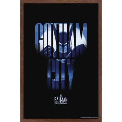 DC Batman: Крестоносец в плаще - Готэм Сити Настенный плакат в рамке из красного дерева