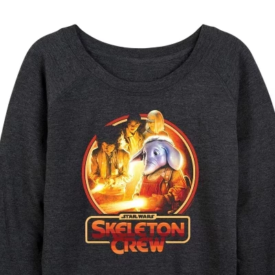 Женская рубашка Skeleton Crew Retro Circle из легкого французского махрового материала с широким вырезом и длинным рукавом с графическим рисунком heather charcoal