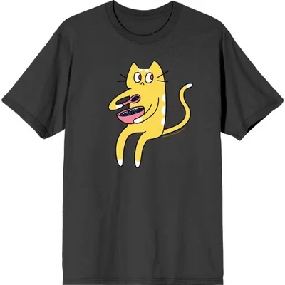 Мужская футболка с коротким рукавом Derpy Kitty Cat с розовой чашей, цвет древесного угля