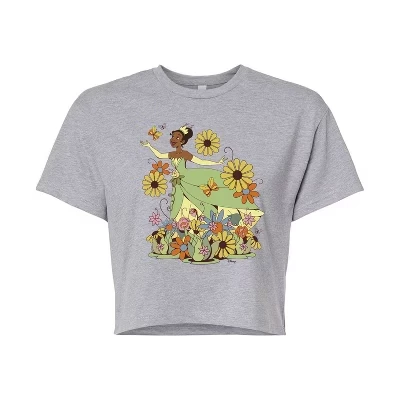 Женская укороченная футболка с цветочным принтом в стиле ретро Tiana heather grey
