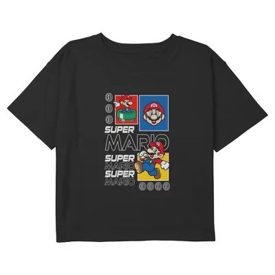 Футболка для девочек Nintendo Super Mario Coins, черная