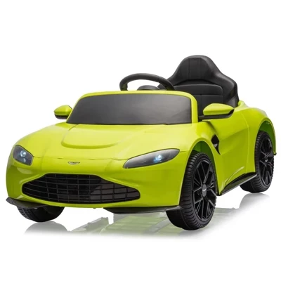 12V Kids Ride on Car Лицензионный спортивный электромобиль Aston Martin, игрушка для малышей, Автомобиль на батарейках с дистанционным управлением, звуковым сигналом, плавным пуском, музыкой, USB зеленый