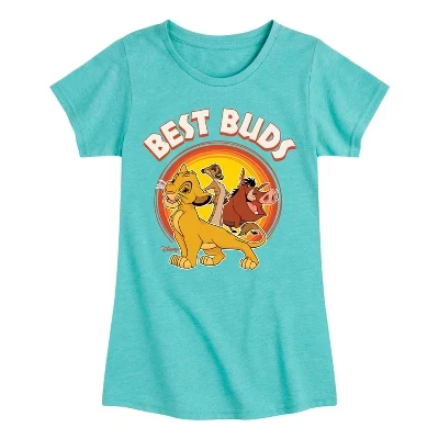 Приталенная футболка с коротким рукавом и рисунком Simba, Pumba и Timon Best Buds бирюзового цвета