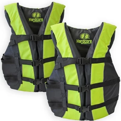 Спасательный жилет Hardcore life jacket 2 pack для взрослых; Одобренный береговой охраной спасательный жилет PFD III типа для плавания; Водные лыжи, вейкборд, каяк желтого цвета