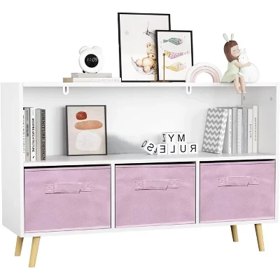 Детский стеллаж SunnyFurn с тканевыми ящиками, белый