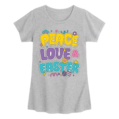 Peace Love Пасхальная приталенная футболка с коротким рукавом и рисунком heather grey