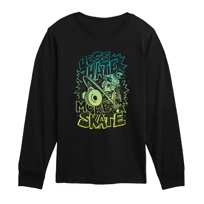 Футболка с длинным рукавом и рисунком Less Hate More Skate черного цвета