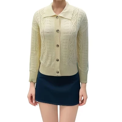 Женский вязаный кардиган Yesfashion шерстяной, желтый