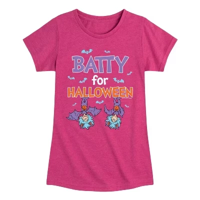 Футболка Batty For Halloween Thing 1 и Thing 2 с коротким рукавом и рисунком цвета Хизер фуксия