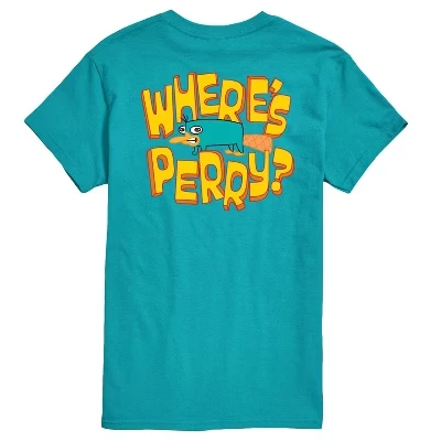 Мужская футболка Where's Perry с коротким рукавом и рисунком, синяя
