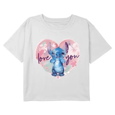 Укороченная футболка Girl's Love You с рисунком тропического сердца белого цвета