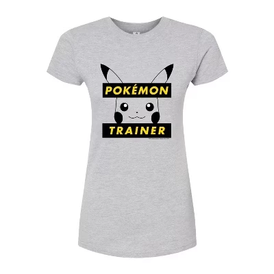 Женская приталенная футболка Pokemon «Тренер», меланжево-серая