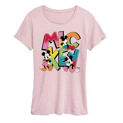 Женская футболка Disney Mickey с принтом, розовый меланж