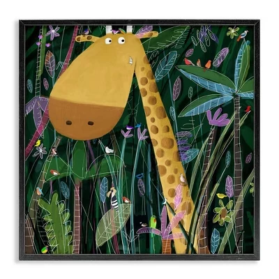 Детская кисть для сафари по джунглям с жирафом в горошек в рамке Giclee Art