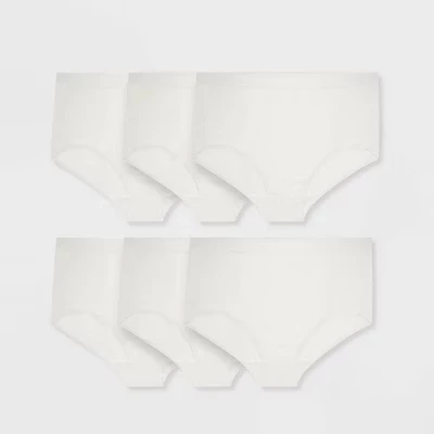 Женские белые трусы из хлопка Plus 6pk белого цвета